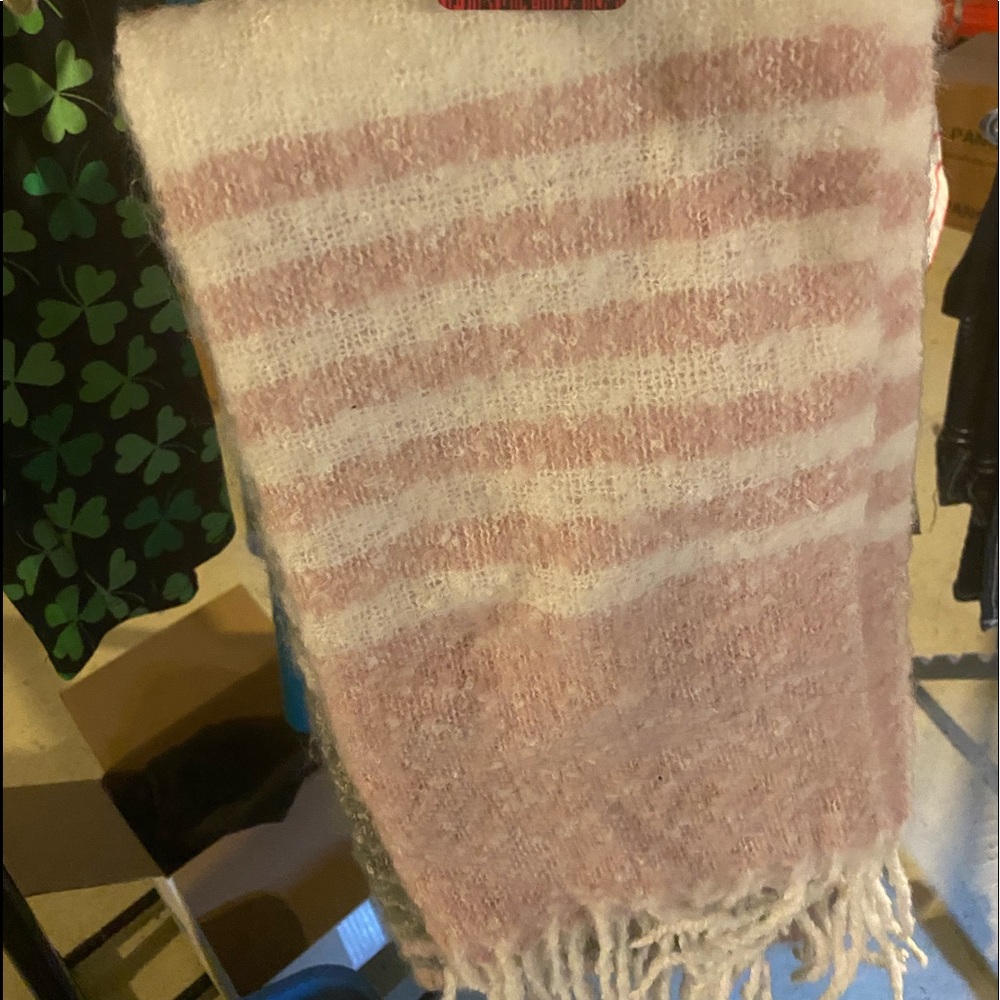 Pink and white scarf for winter